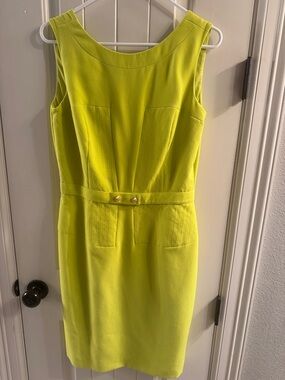ANTONIO MELANI Bright Lime Sleeveless Sheath Dress